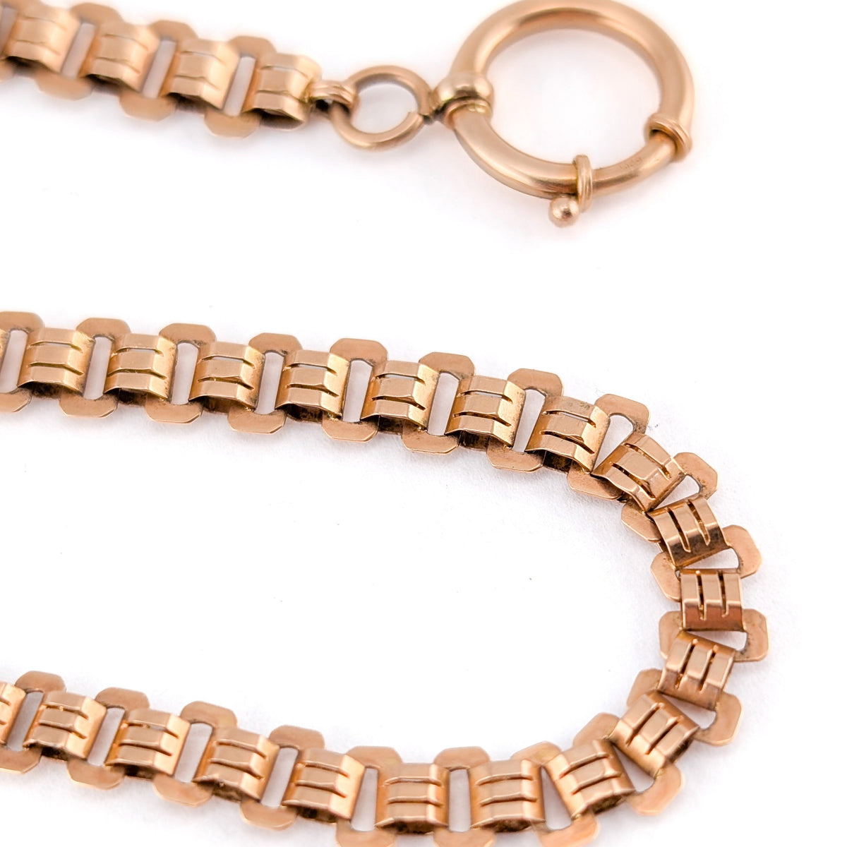 Antique Victorian 14K Rose Gold Book Chain | Articulated Link | 10.5"