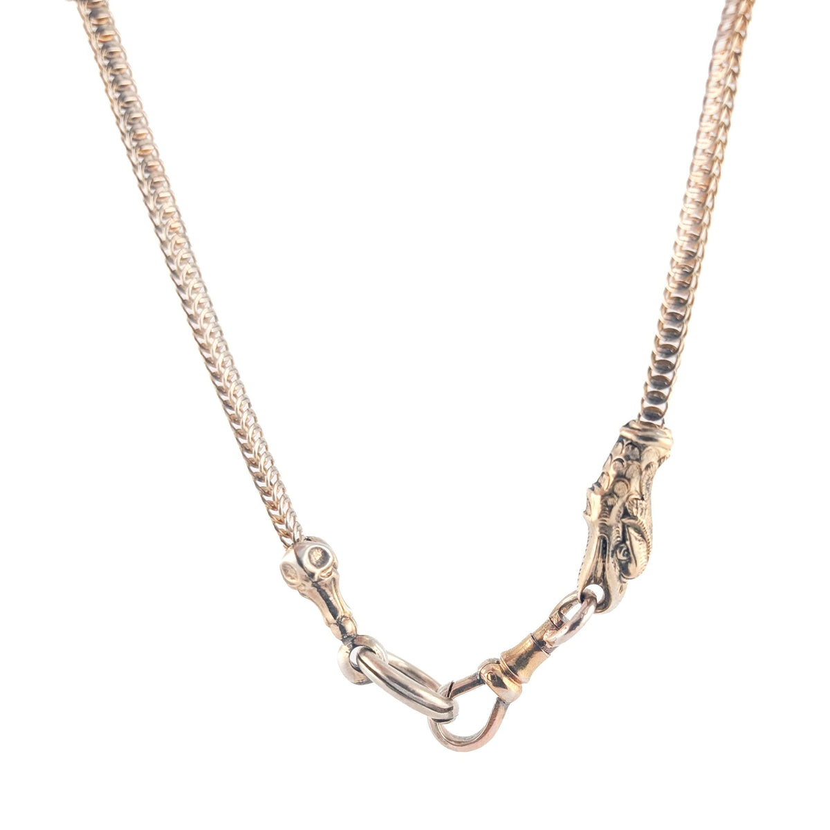 Antique Victorian 8K Pale Yellow Gold Foxtail Chain with Eagle Head, 12.5"