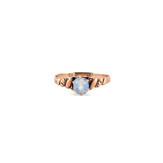 Antique Victorian 9K Rose Gold Opaline Glass Ring