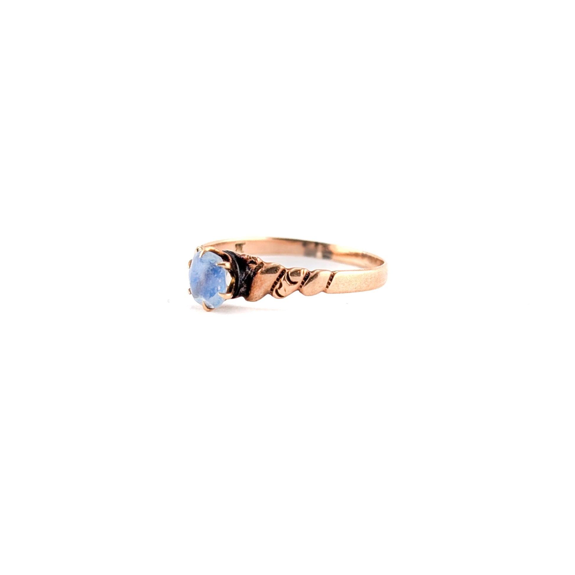 Antique Victorian 9K Rose Gold Opaline Glass Ring
