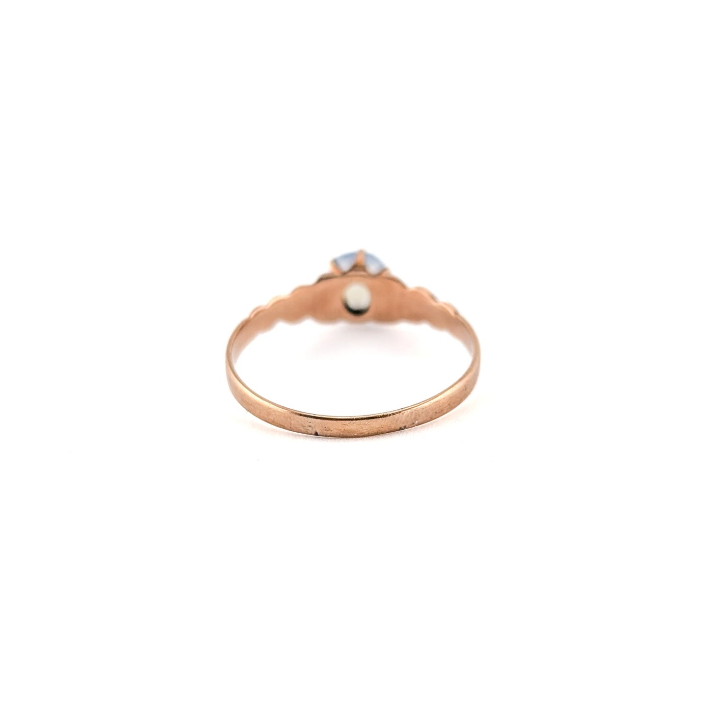 Antique Victorian 9K Rose Gold Opaline Glass Ring