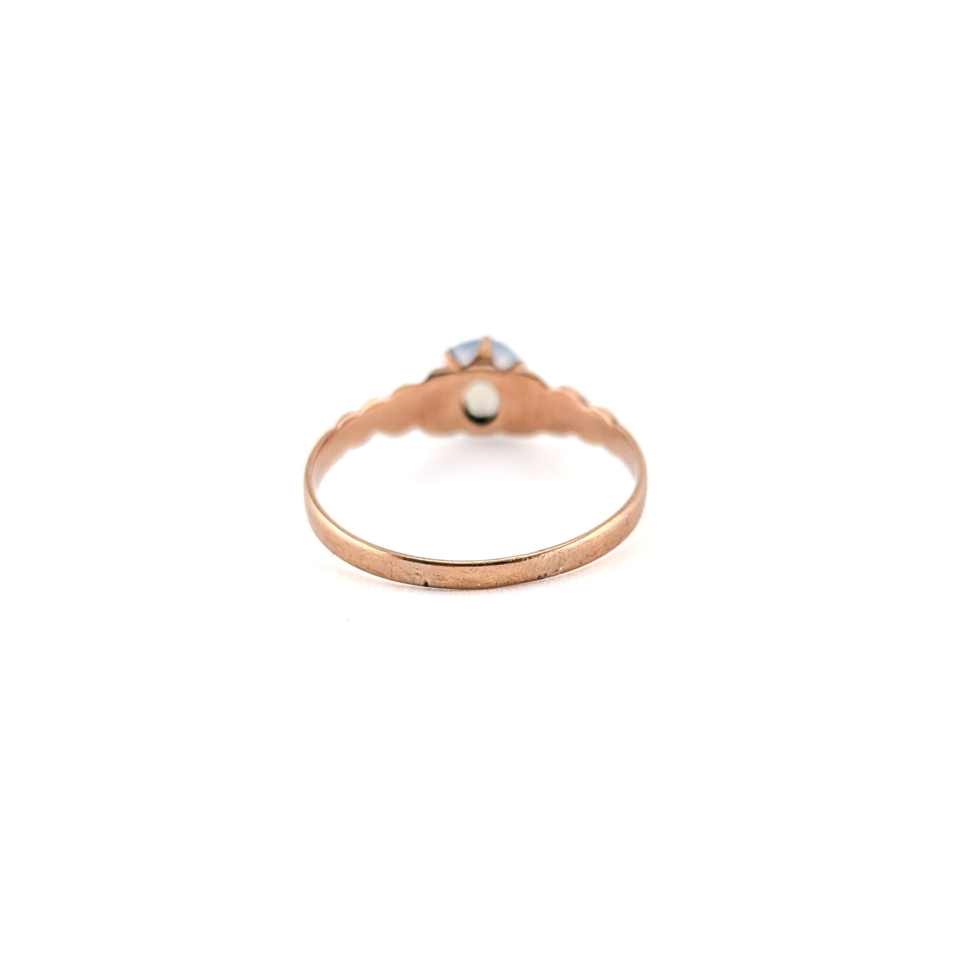 Antique Victorian 9K Rose Gold Opaline Glass Ring