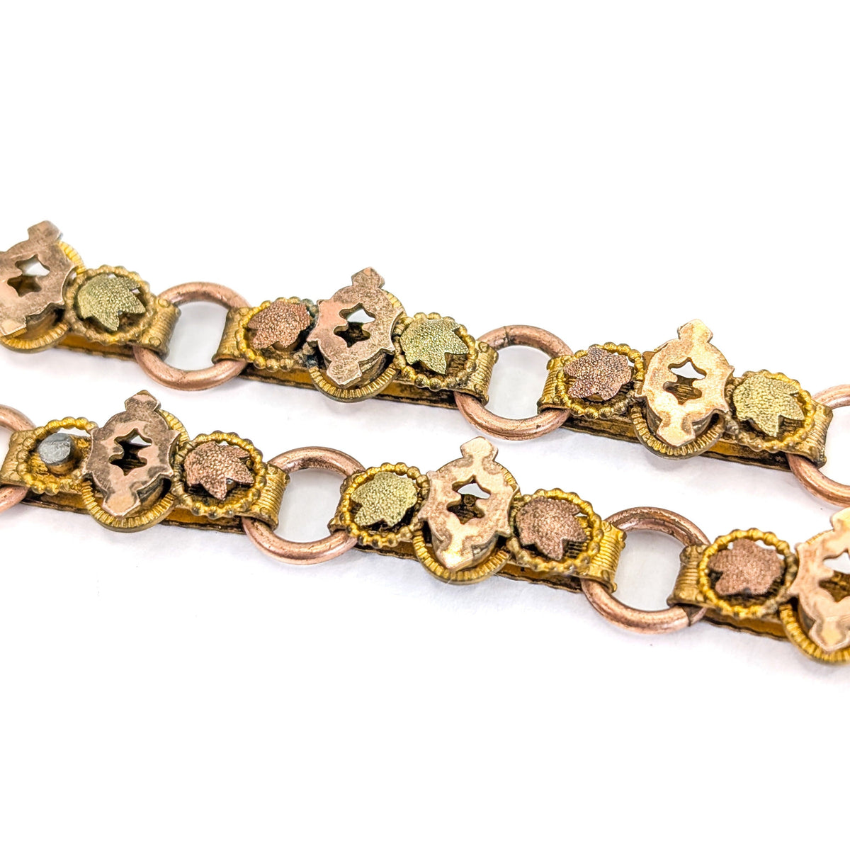 Antique Victorian 10K Gold & Gold-Filled Book Chain Necklace with Cross