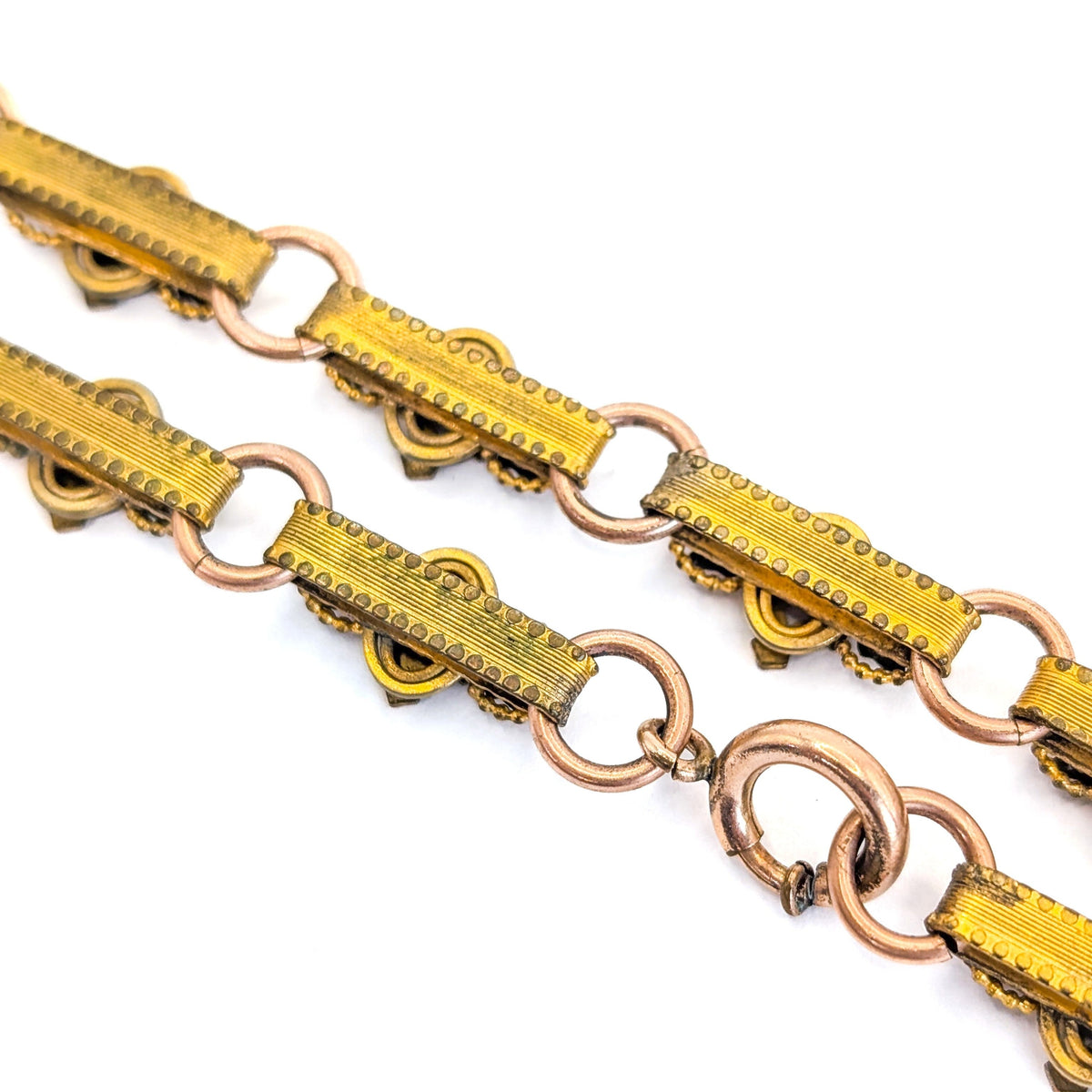 Antique Victorian 10K Gold & Gold-Filled Book Chain Necklace with Cross