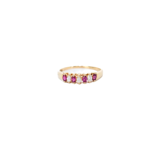 Beautiful 14k Gold Marquise Ruby and Diamond Ring