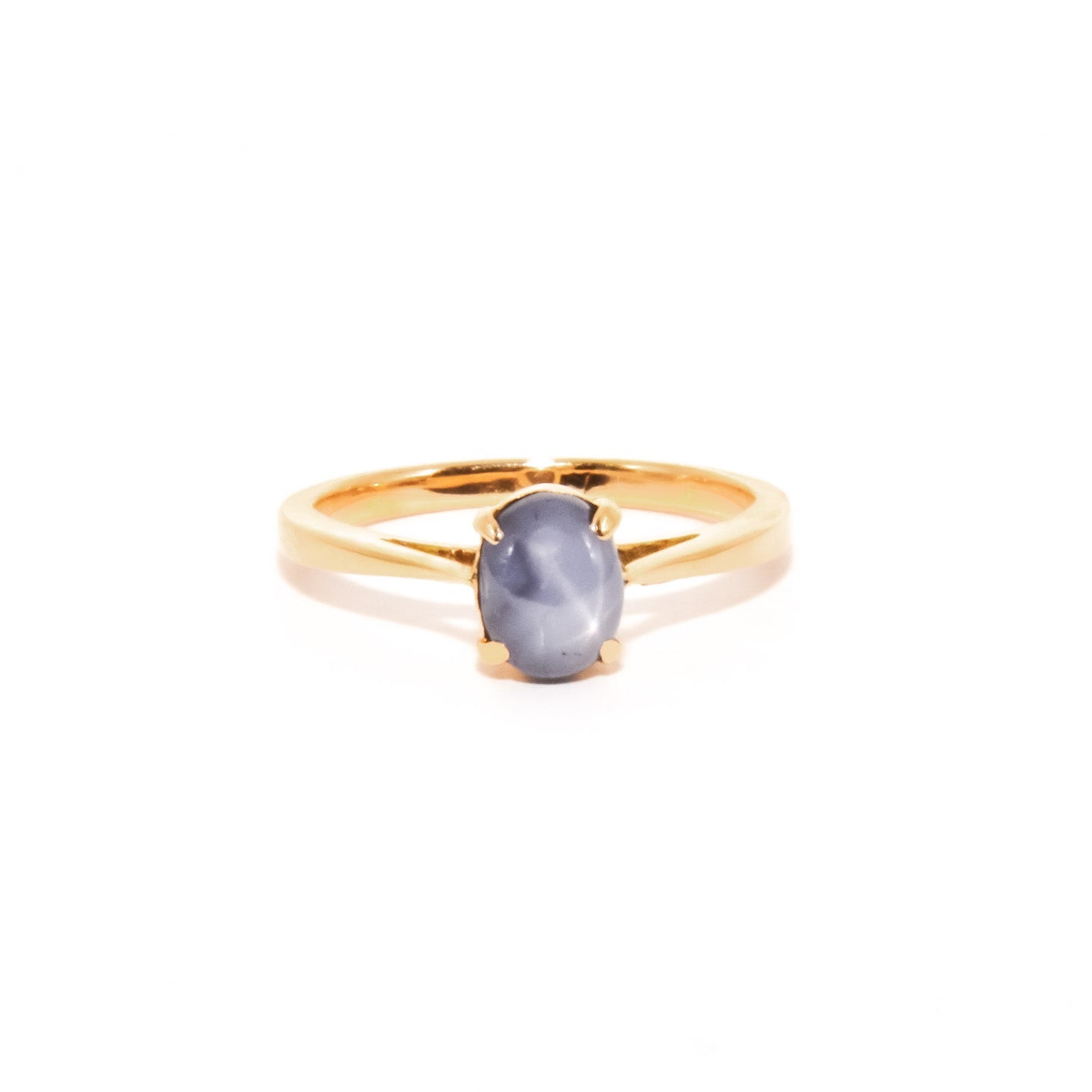 14k Gold White Star Sapphire Solitaire Ring