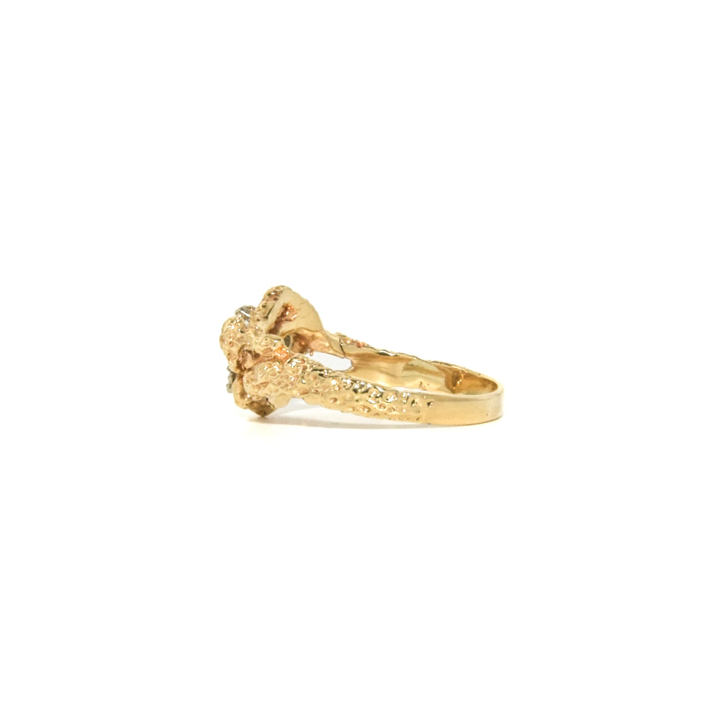 Vintage 14K Gold Brutalist Diamond Nugget-Style Ring