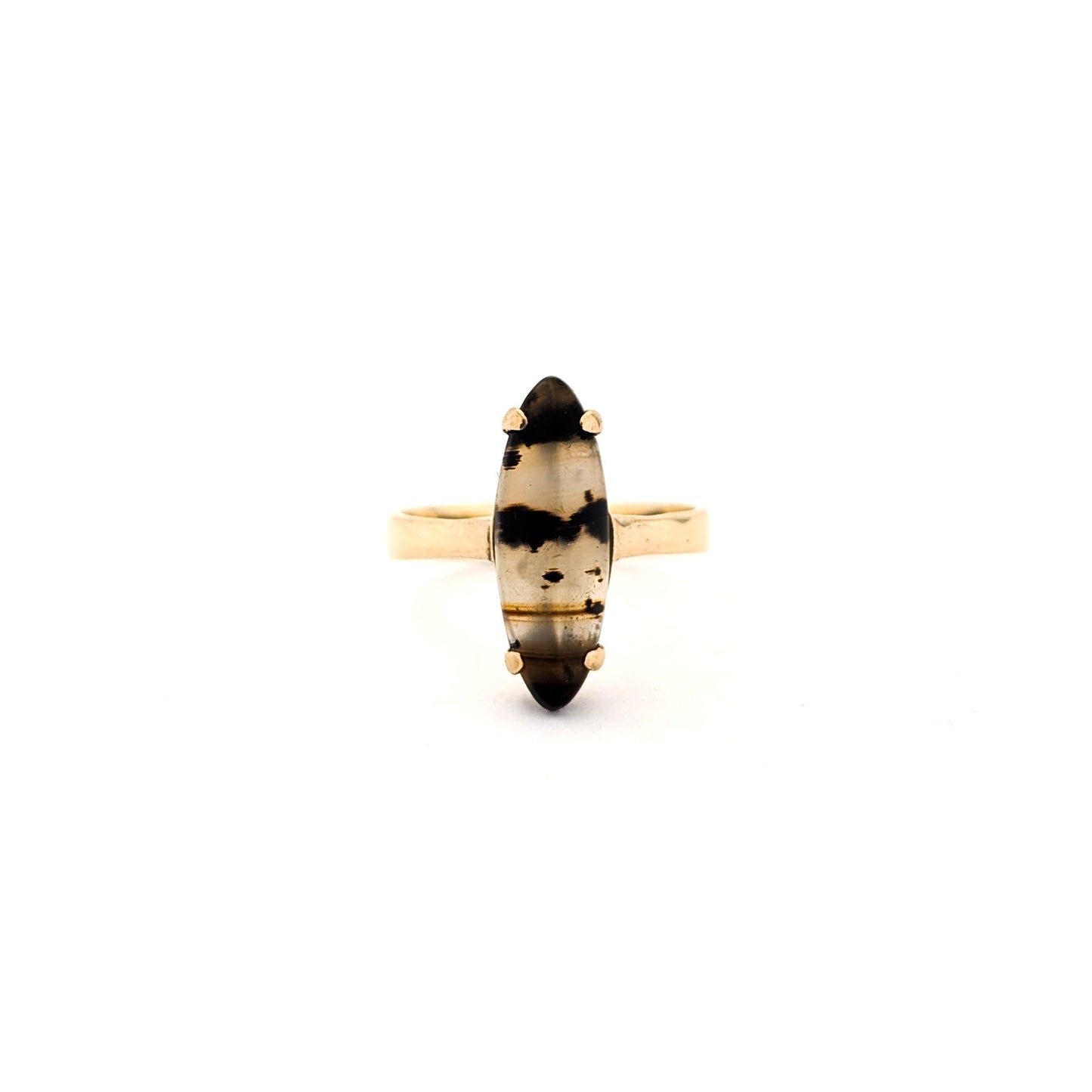 Exquisite Vintage 14K Yellow Gold Agate Ring