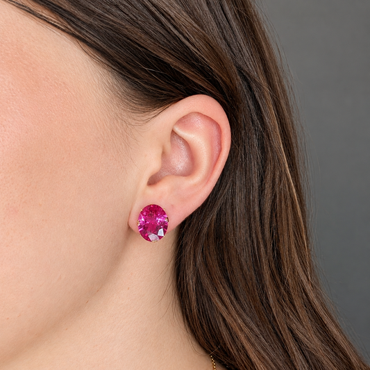 Vintage 10K Gold Synthetic Ruby Earrings