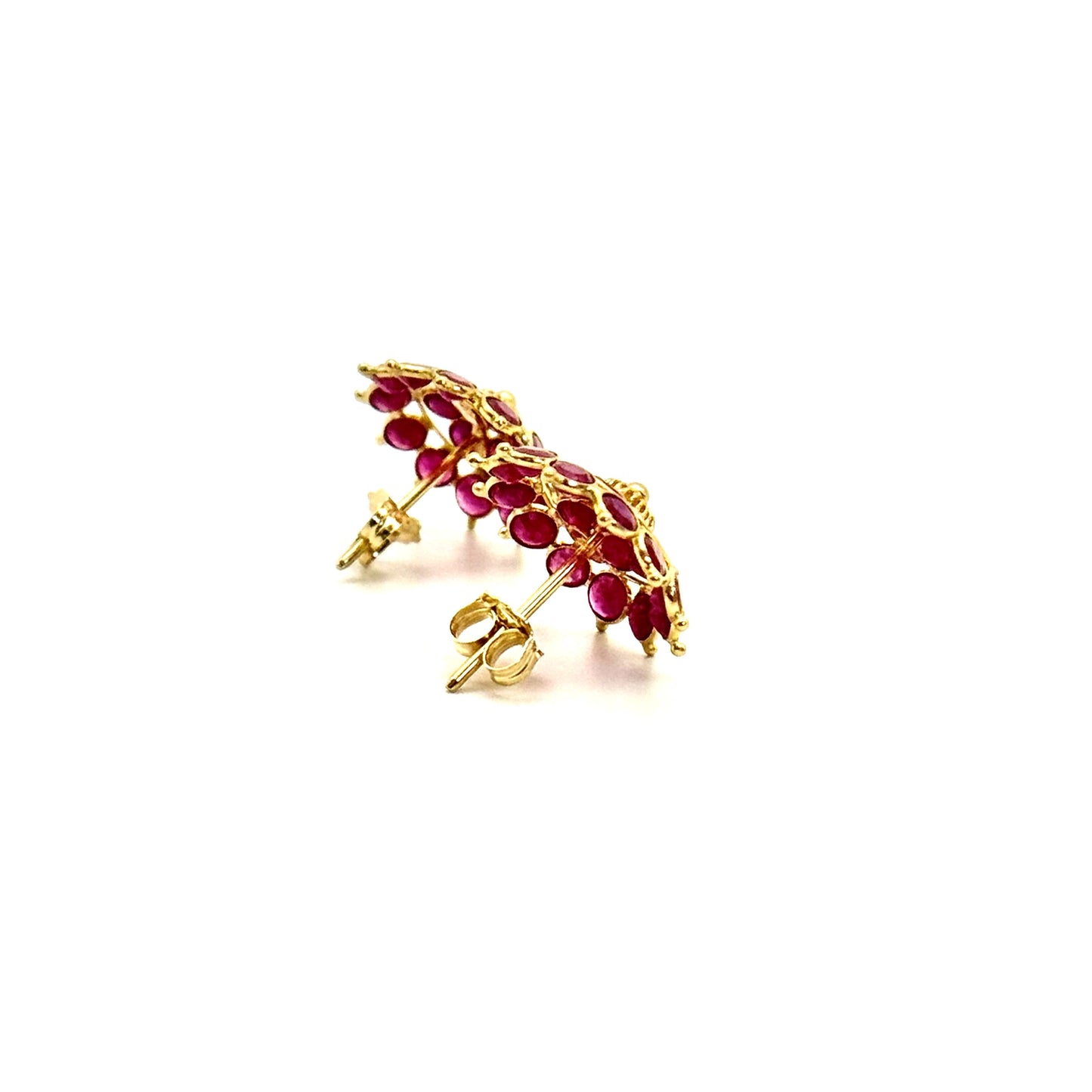 Vintage 18k Gold Ruby Cluster Earrings