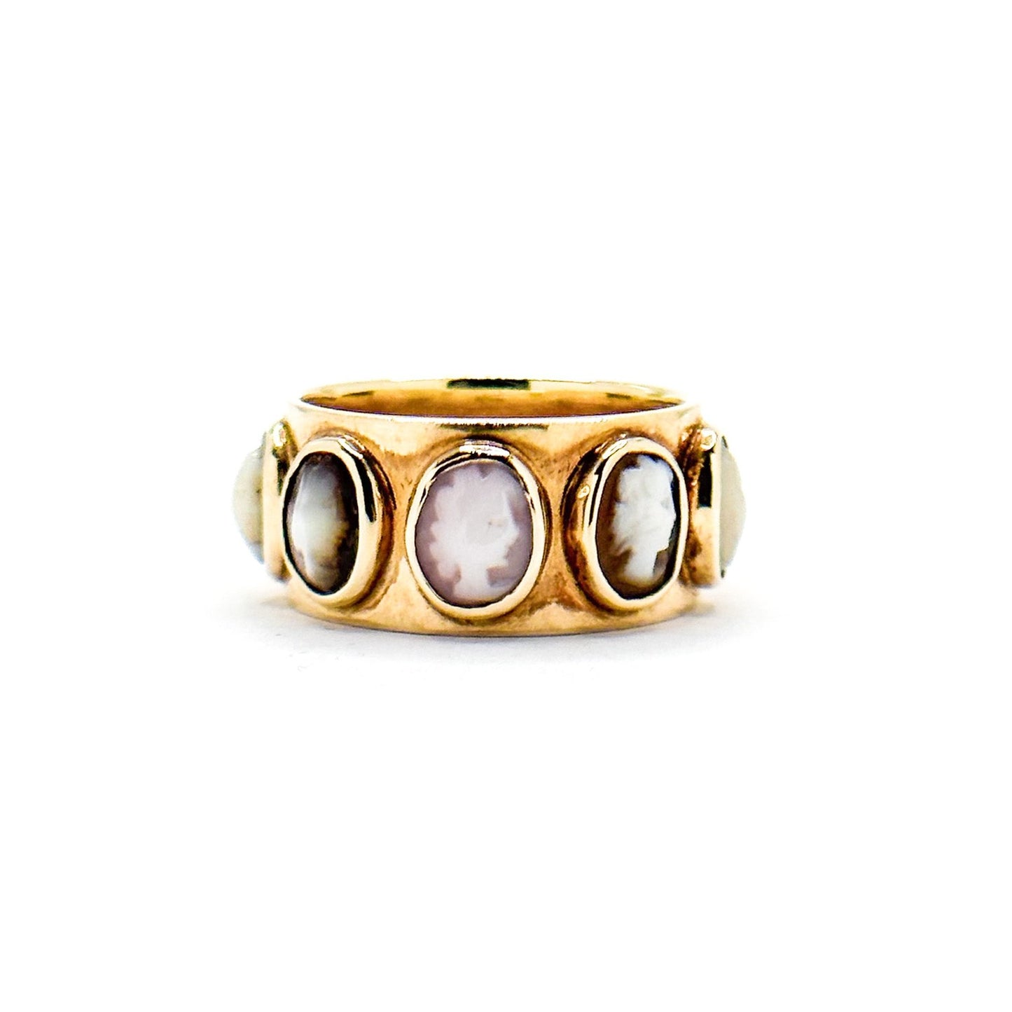 Antique 15K Gold Cameo Eternity Ring – Timeless Elegance in Every Detail