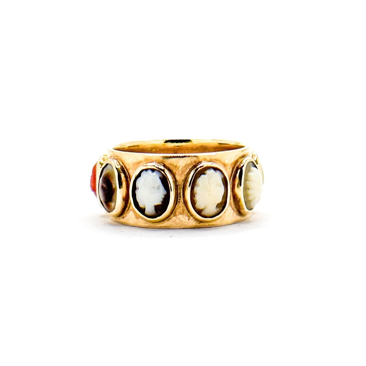 Antique 15K Gold Cameo Eternity Ring – Timeless Elegance in Every Detail