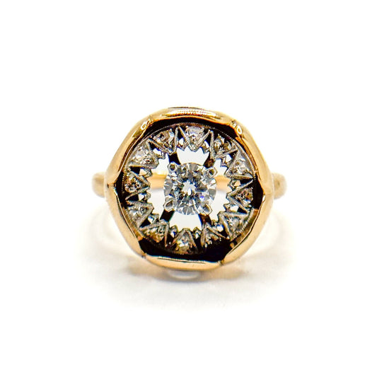 14K Gold Art Deco Style Diamond Ring – Unique, Bold, and Timeless