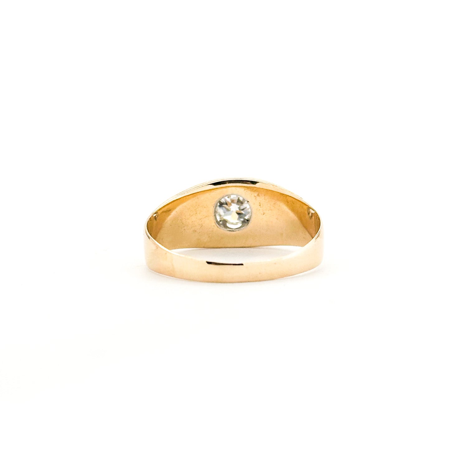 Antique 14K Belcher Set Old Euro Diamond  Solitaire Ring