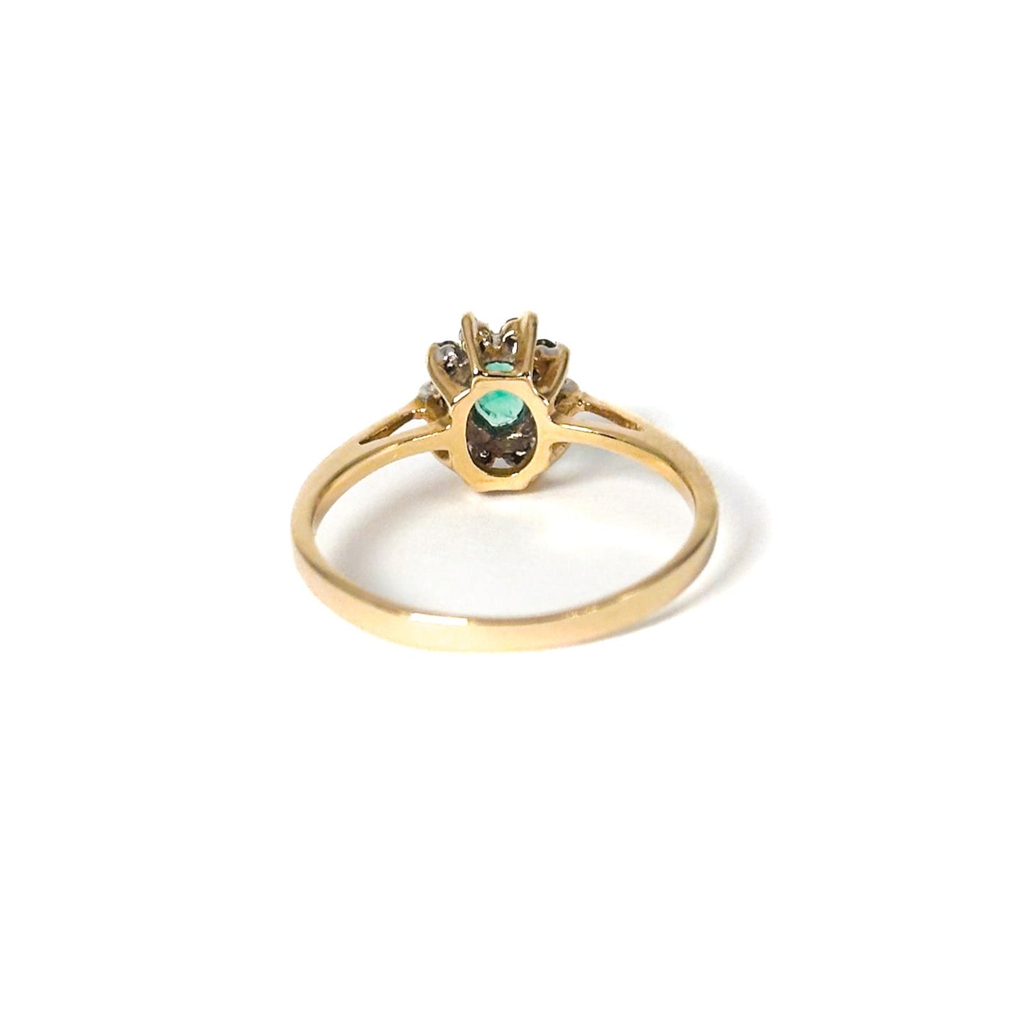 Vintage 14k Emerald Ring with Halo of Diamonds