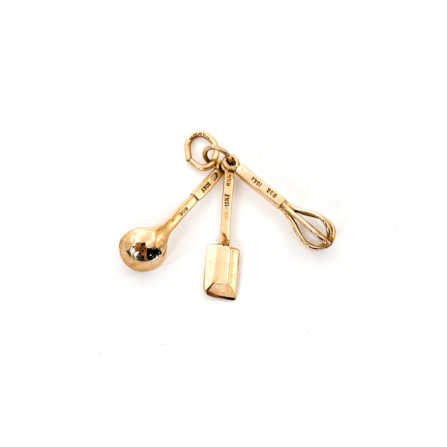Vintage 10k Gold Kitchen Whisk, Spoon & Spatula Charm/Pendent