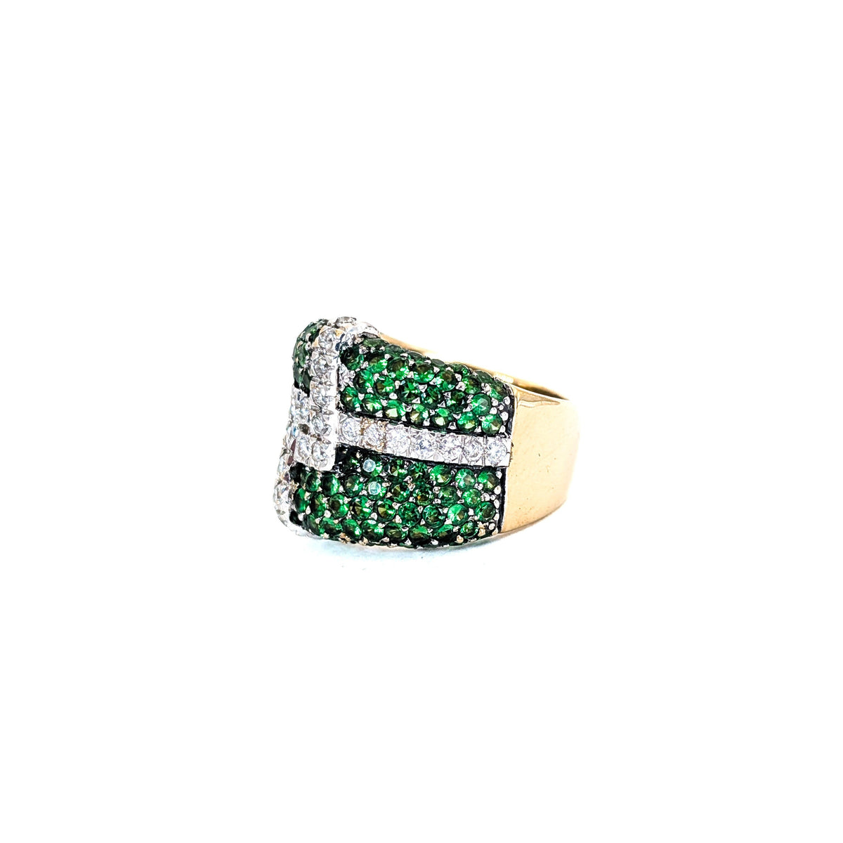 LeVian 14K White Gold Tsavorite Garnet & Diamond Wide Band Ring