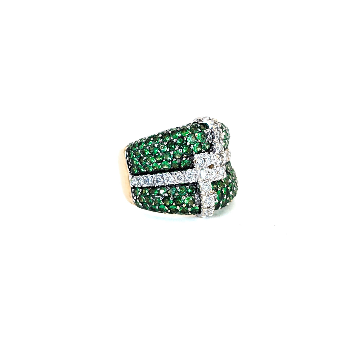 LeVian 14K White Gold Tsavorite Garnet & Diamond Wide Band Ring