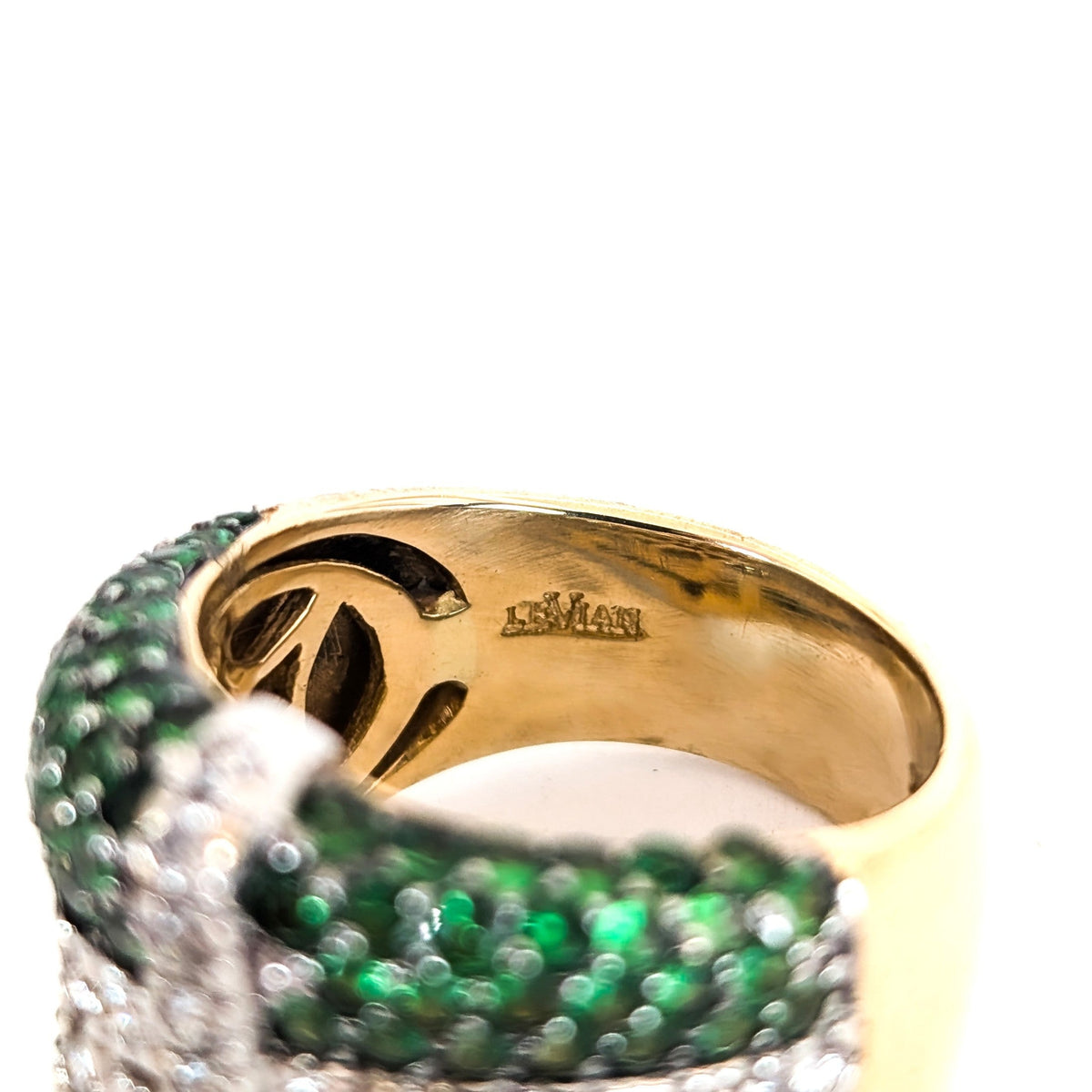 LeVian 14K White Gold Tsavorite Garnet & Diamond Wide Band Ring