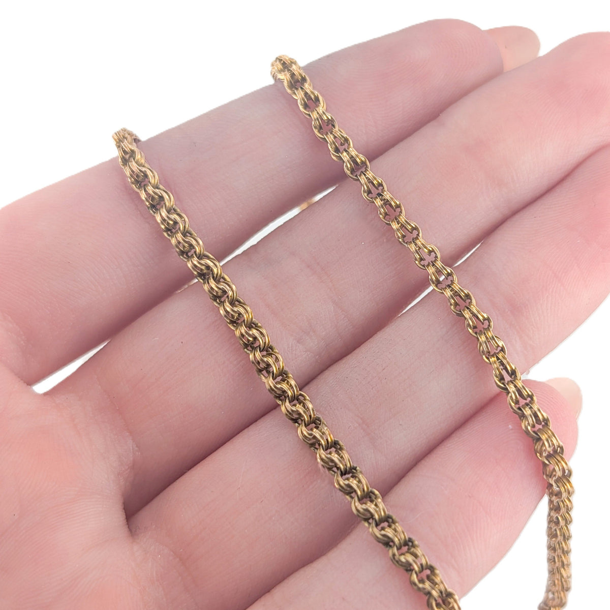 Mid-Century 10K Gold Double Rolo Chain Necklace