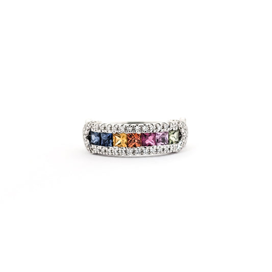 EFFY Sapphire, Ruby & Diamond Ring in 14K White Gold