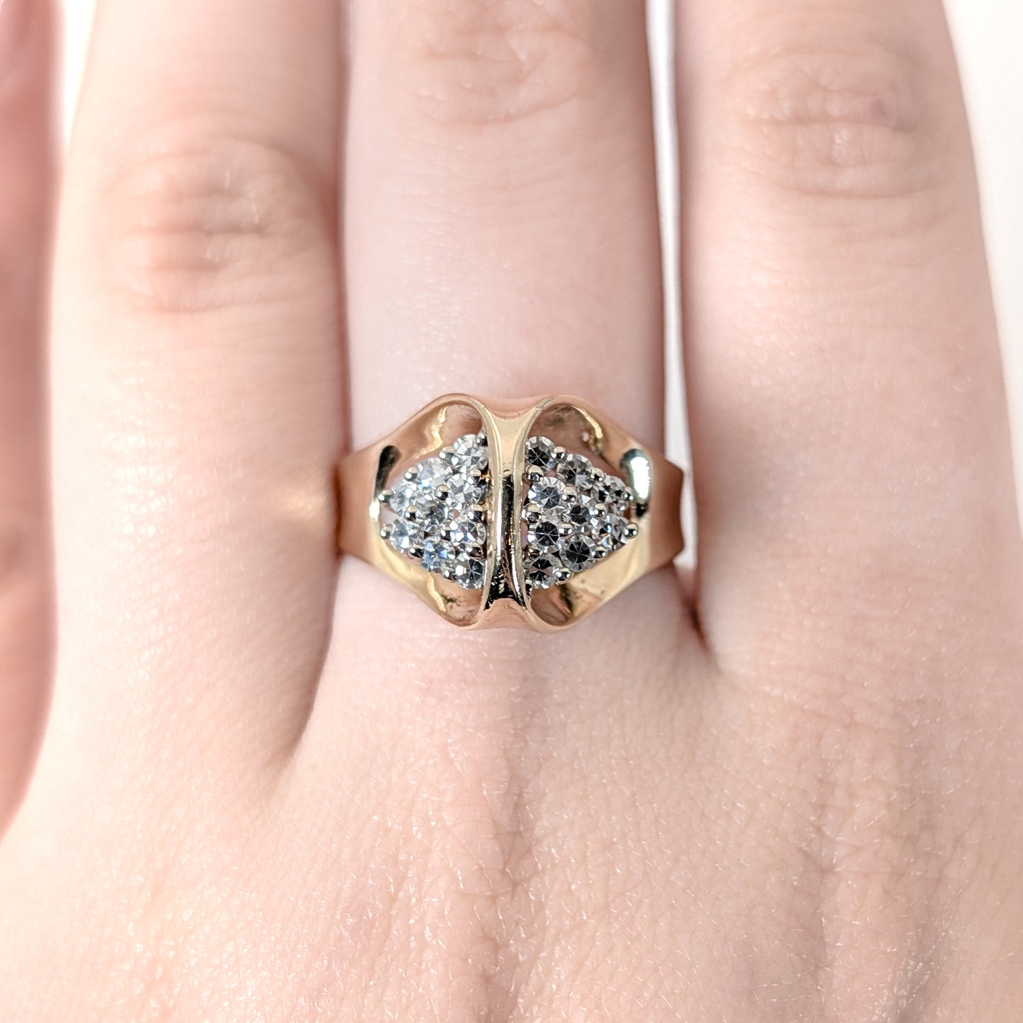 Vintage 14K Diamond Pyramid Cluster Ring