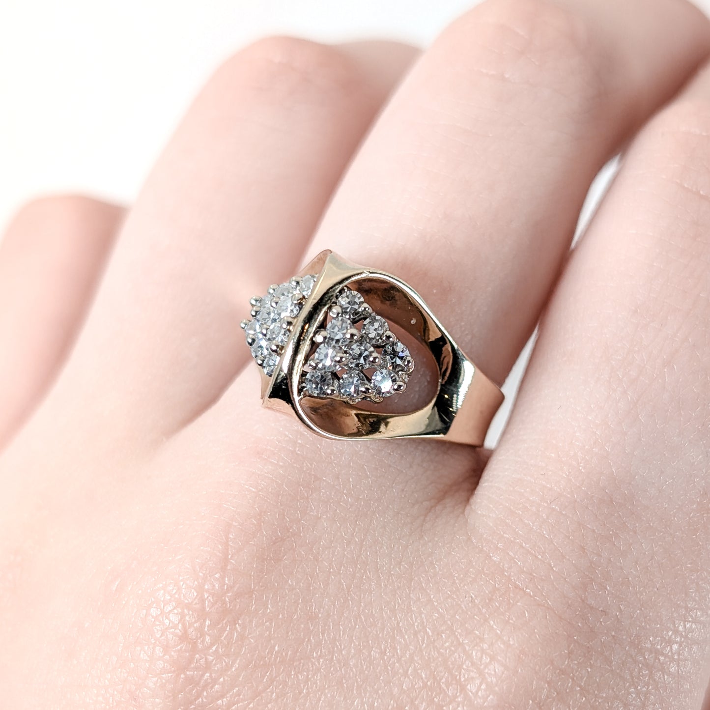 Vintage 14K Diamond Pyramid Cluster Ring