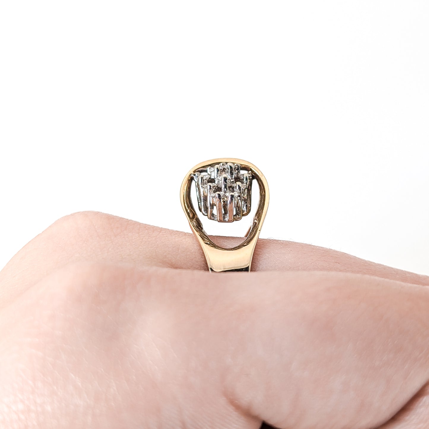 Vintage 14K Diamond Pyramid Cluster Ring