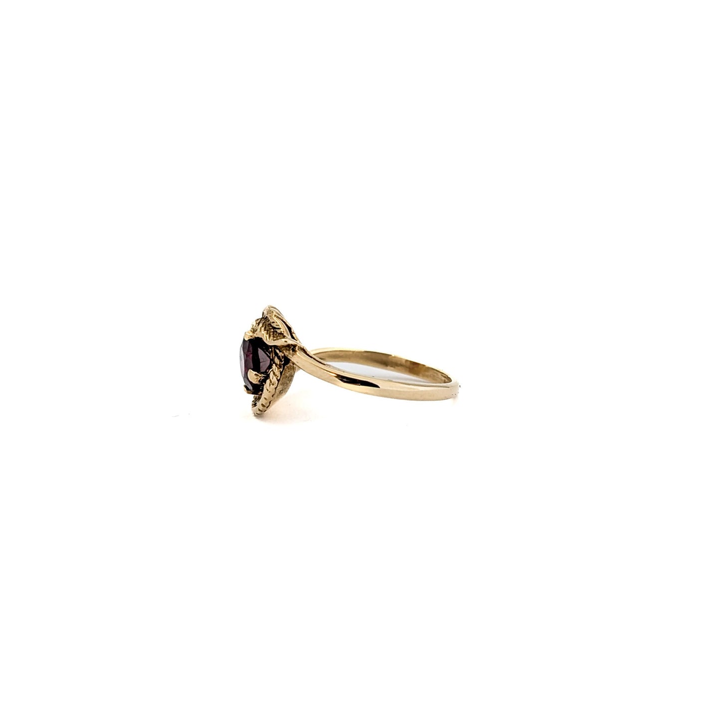 Vintage 14K Gold Garnet Feather Ring