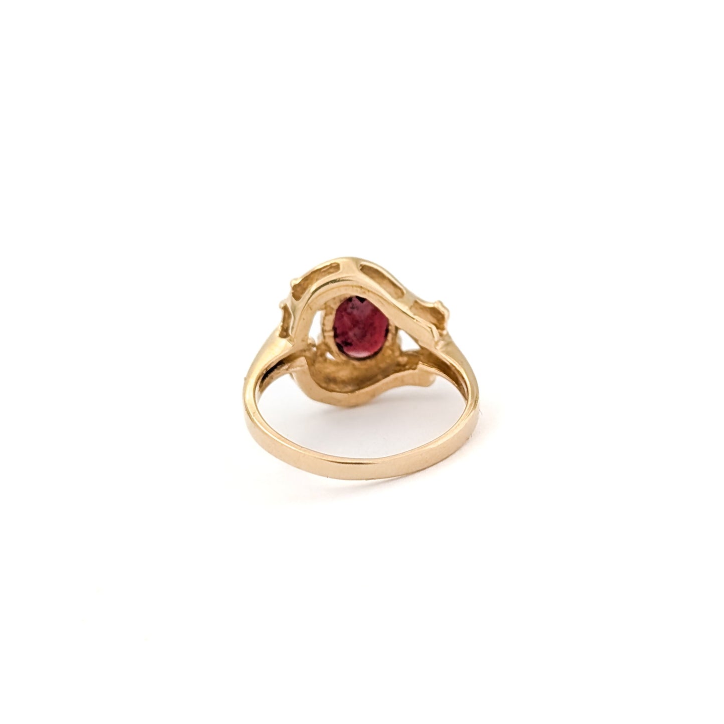 Vintage 14K Gold Garnet & Diamond Ring