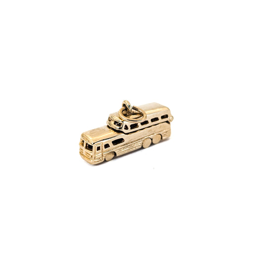 Vintage 14K Gold Greyhound- Style Bus Mechanical Charm