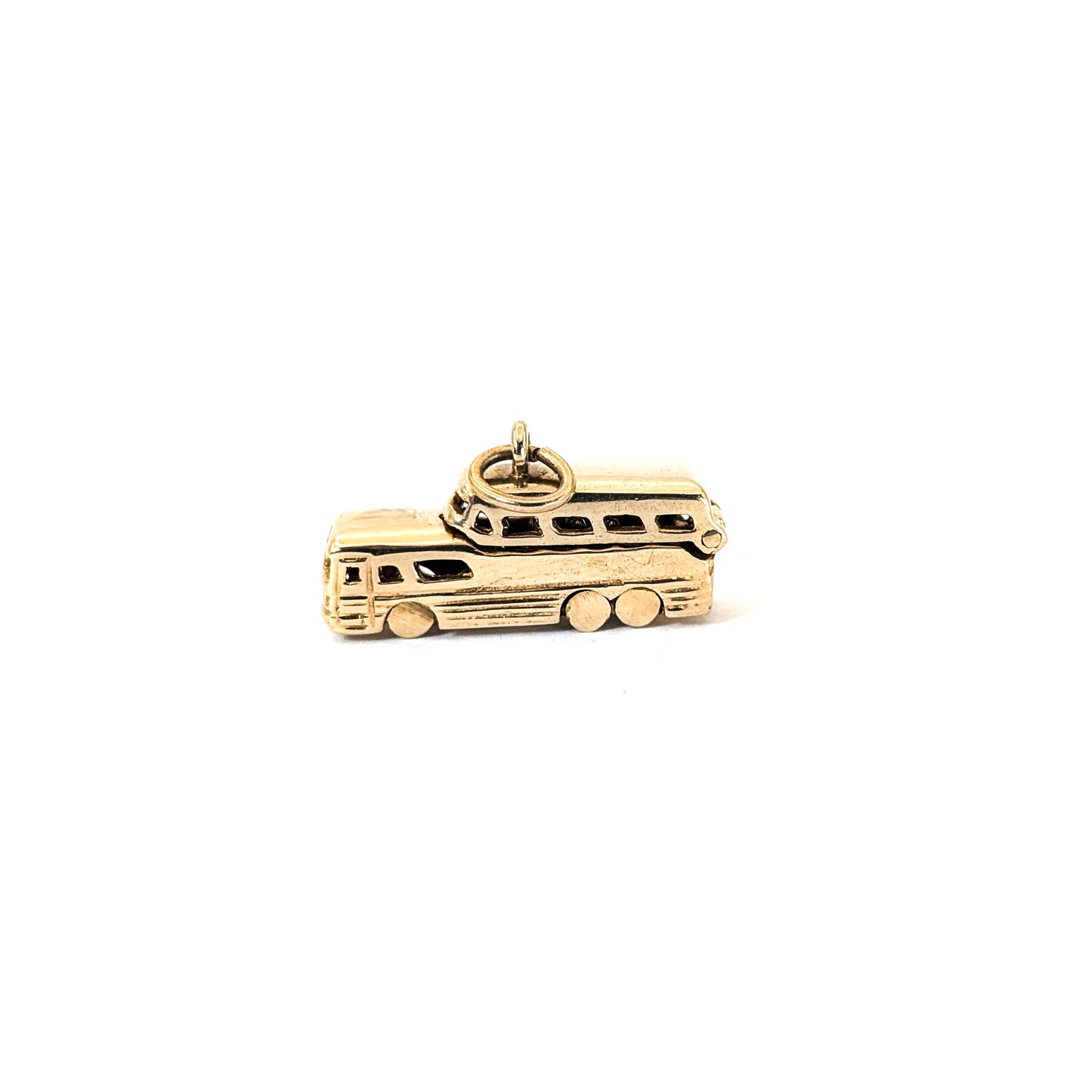 Vintage 14K Gold Greyhound- Style Bus Mechanical Charm