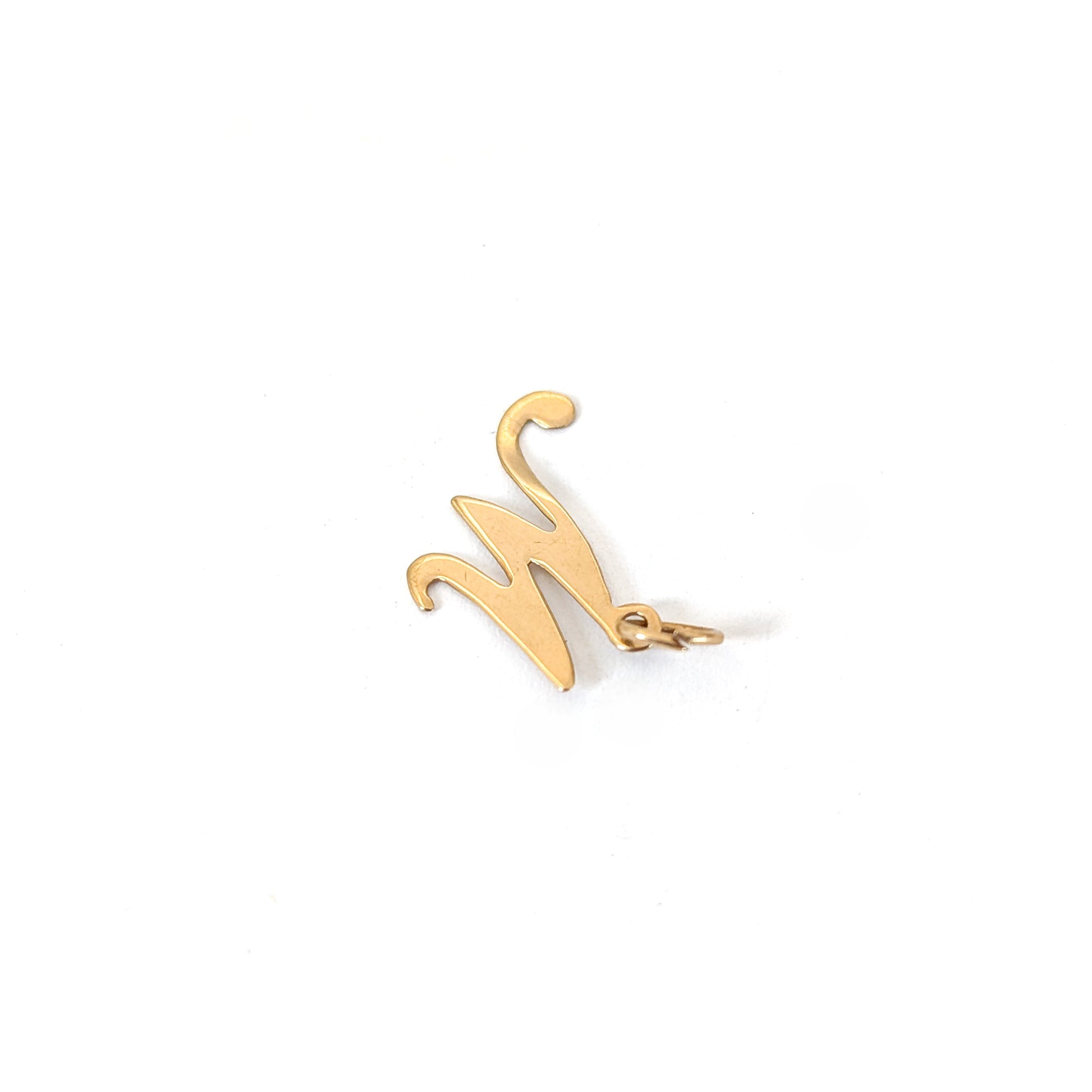 14k Gold pendant with the letter 'M' on a white background