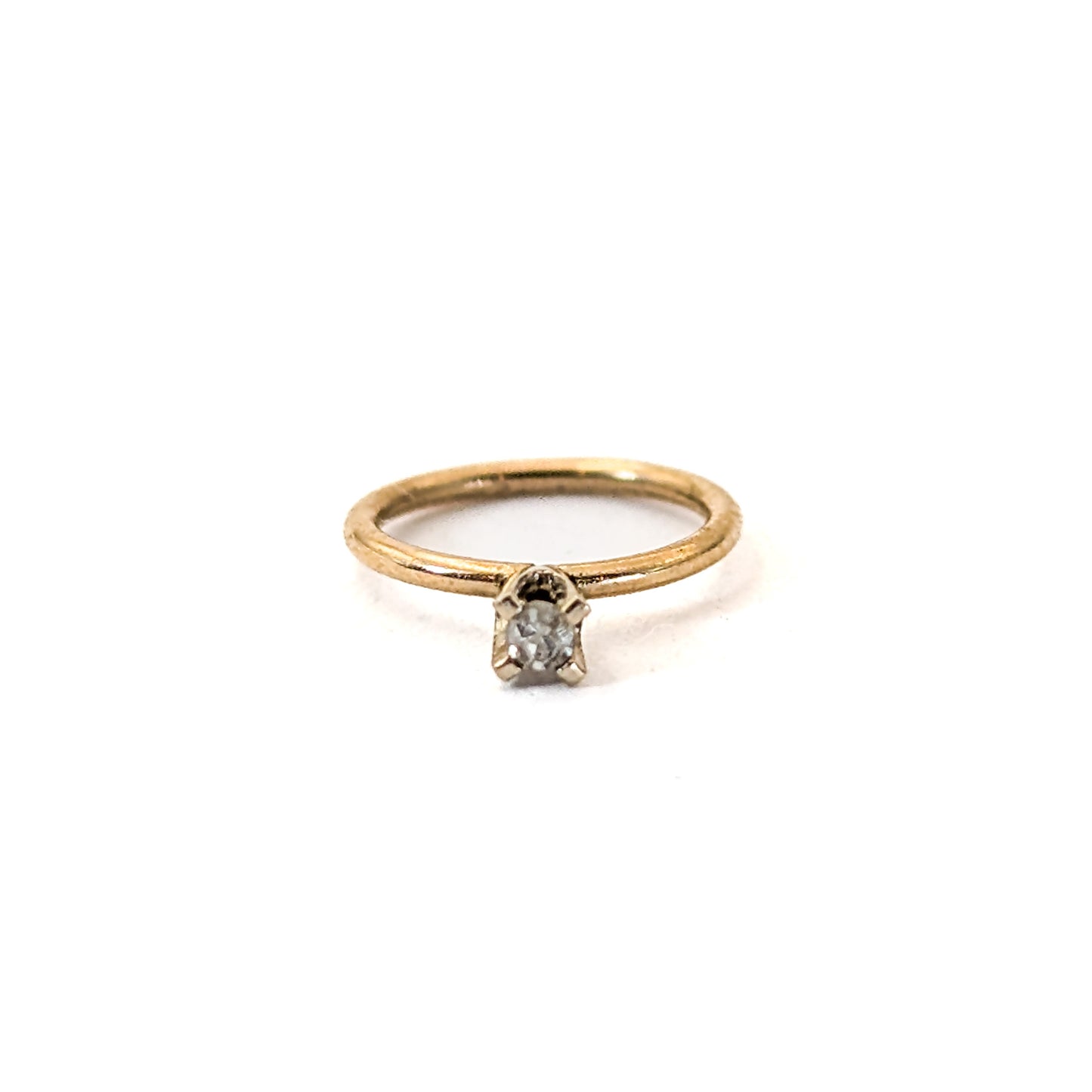 Vintage 14K Gold White Sapphire Engagement Ring Charm/Pendant