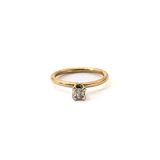 Vintage 14K Gold White Sapphire Engagement Ring Charm/Pendant