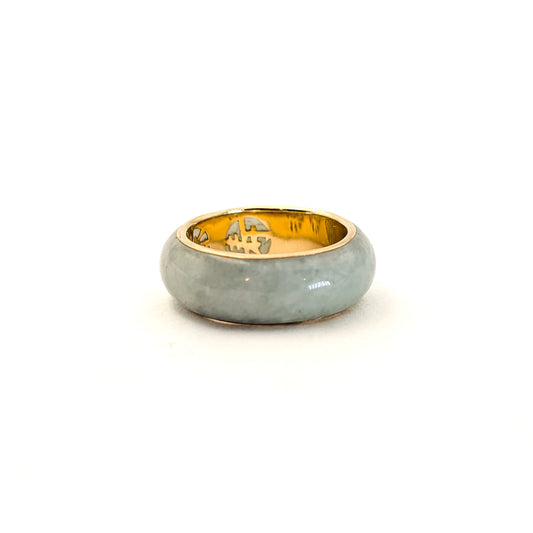 Vintage 14K Gold and Jadeite Jade Band Ring