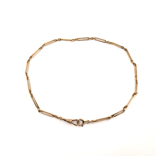 Antique 1920s Art Deco 10K Rose Gold Bar Link Watch Chain – 13.5 Inches