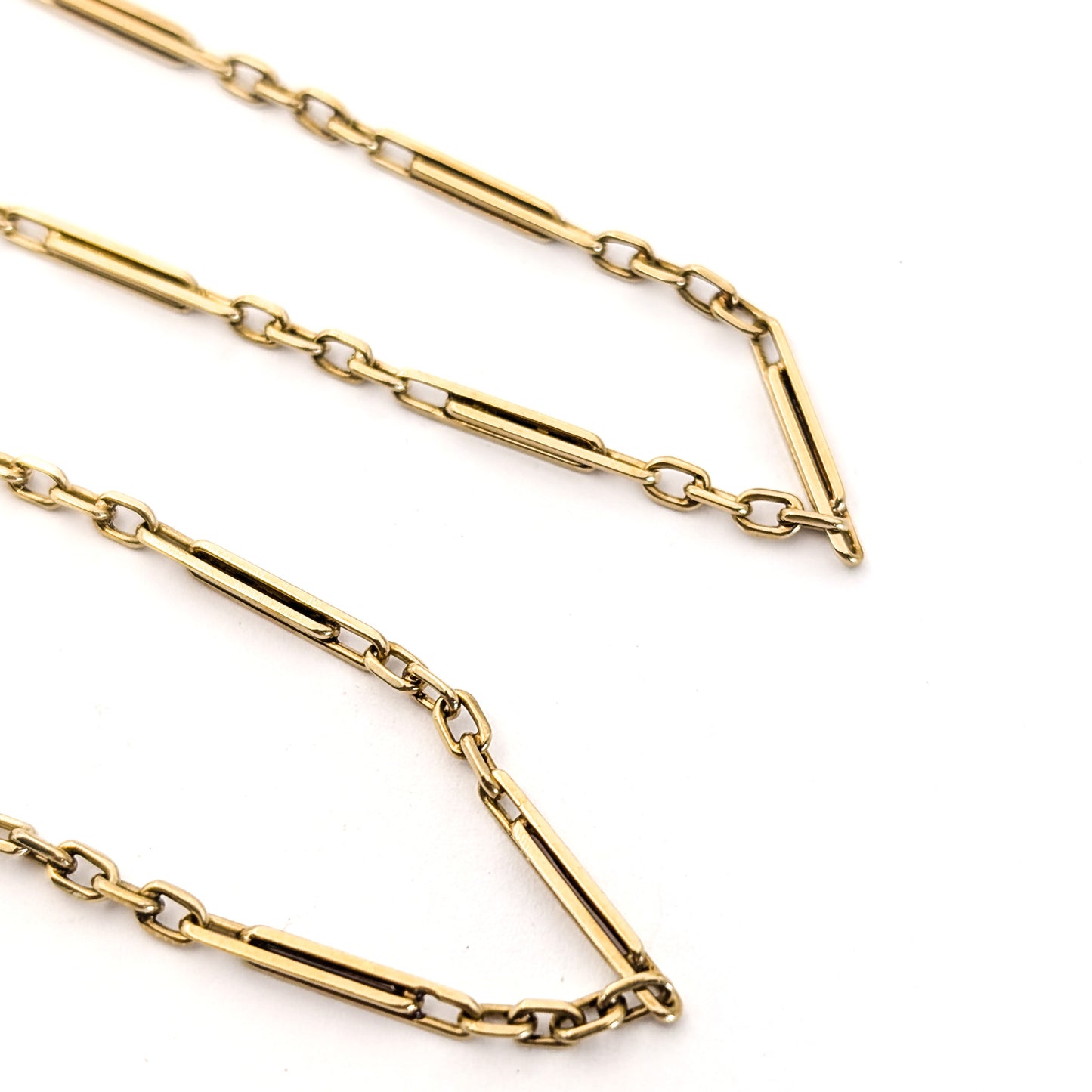 Antique 1920s Art Deco 14K Yellow Gold Bar Link Watch Chain – 13 Inches