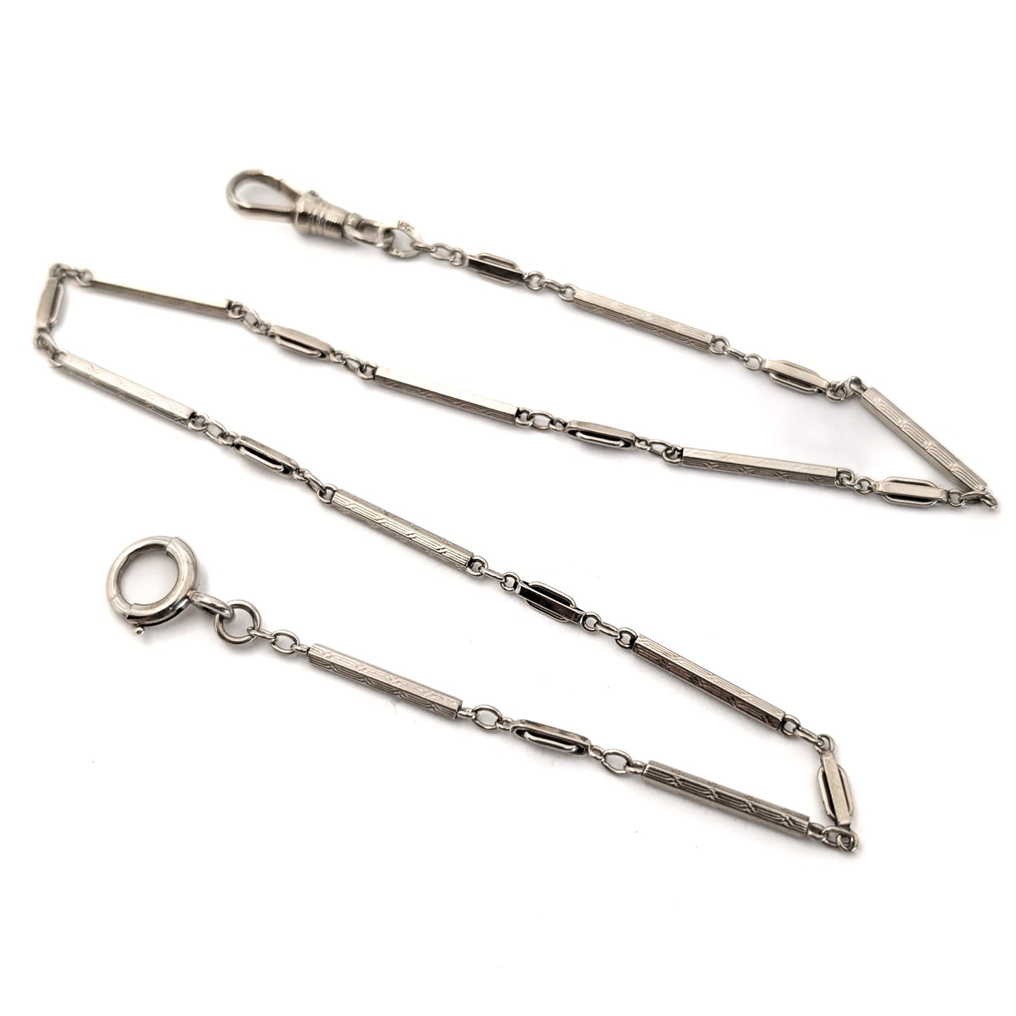 Antique Art Deco 14K White Gold Watch Chain – 13.5 Inches