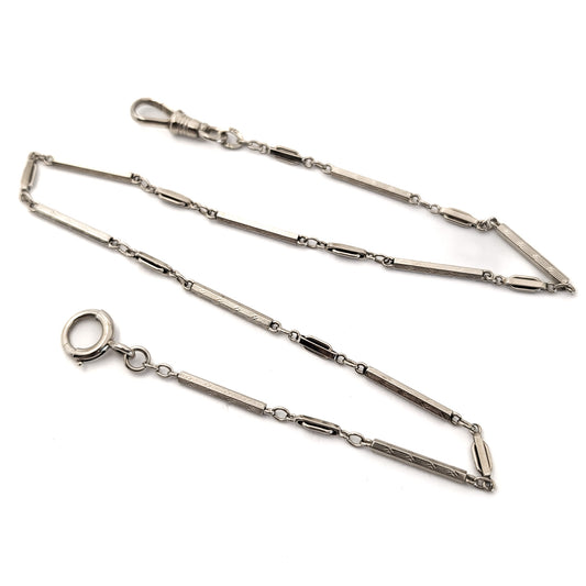 Antique Art Deco 14K White Gold Watch Chain – 13.5 Inches