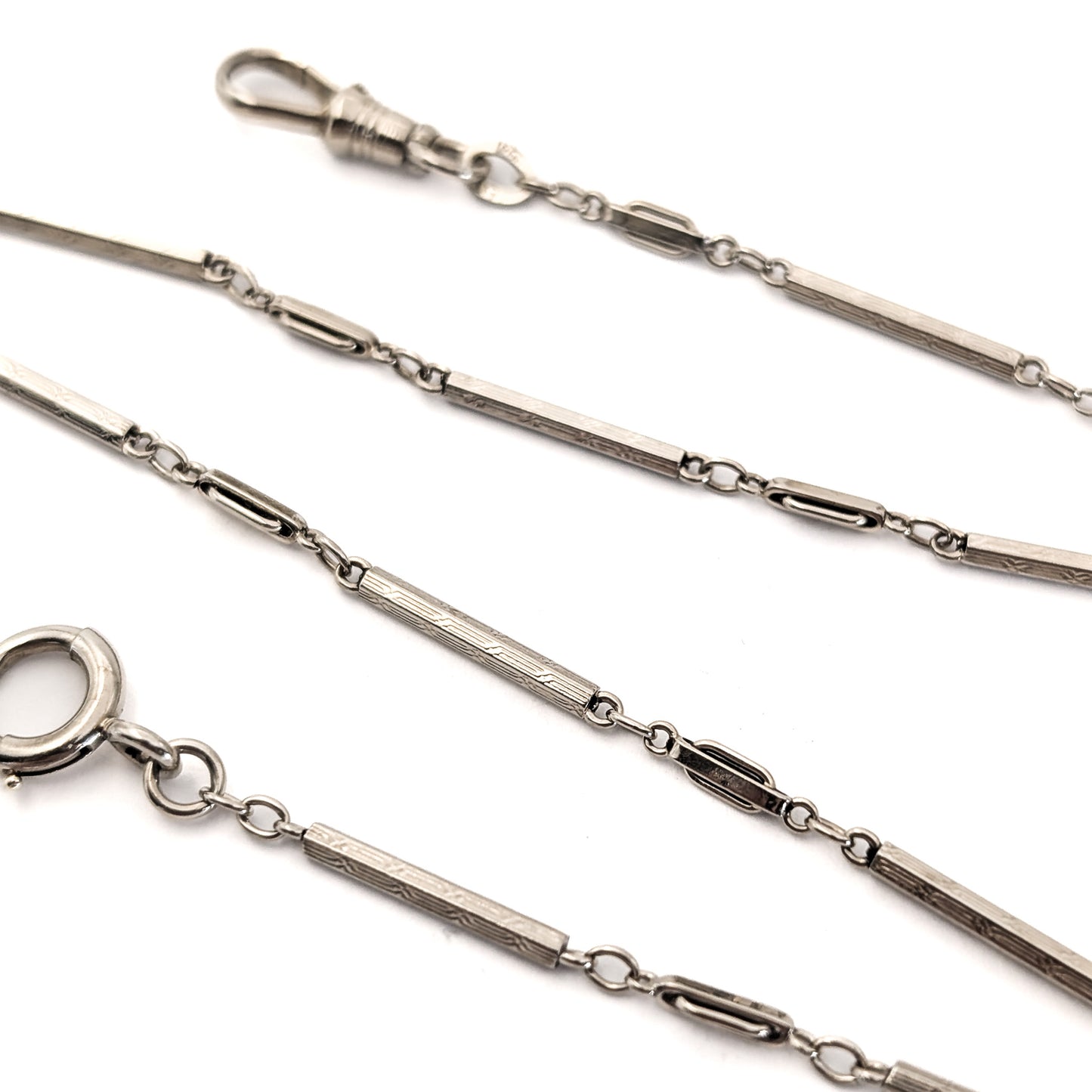 Antique Art Deco 14K White Gold Watch Chain – 13.5 Inches