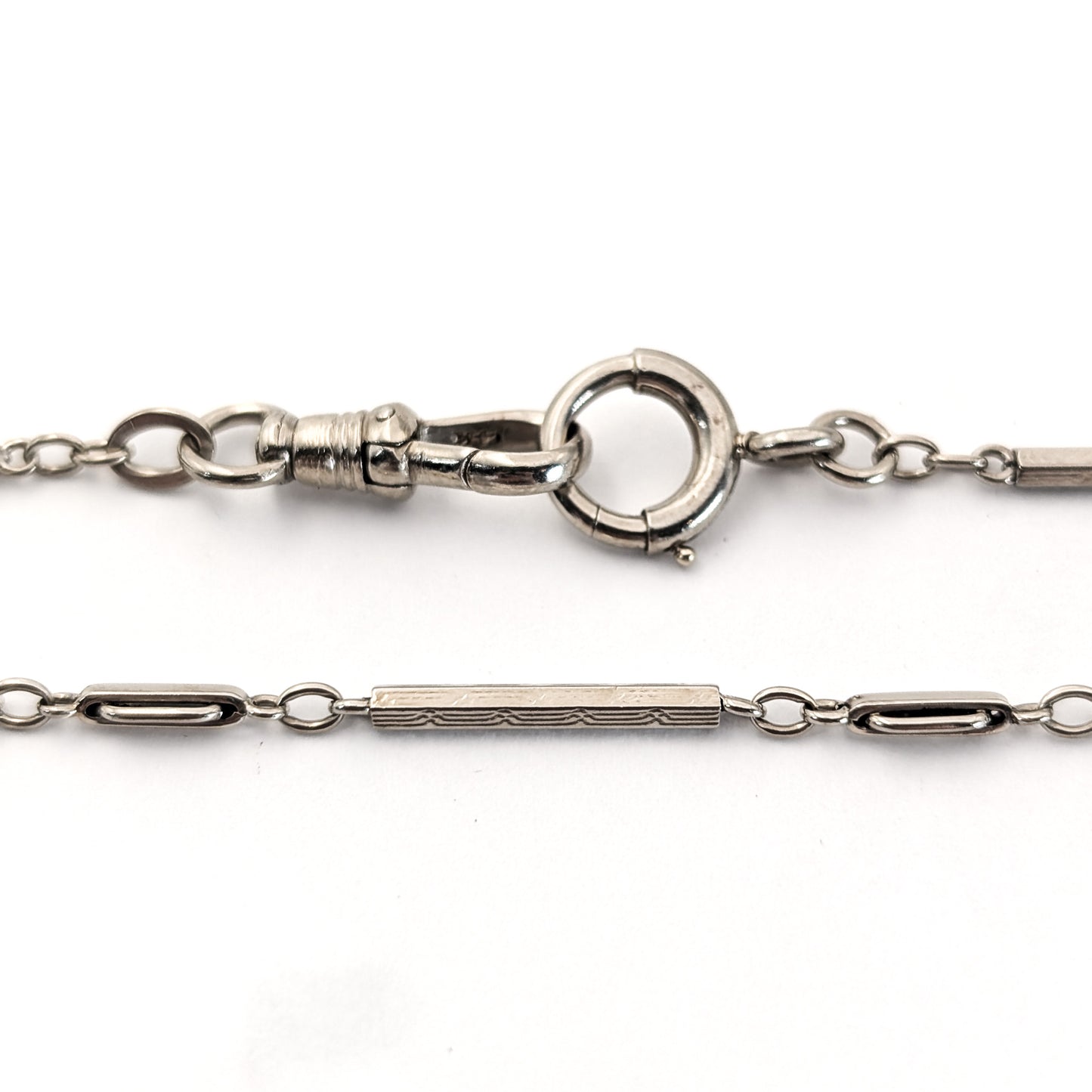 Antique Art Deco 14K White Gold Watch Chain – 13.5 Inches