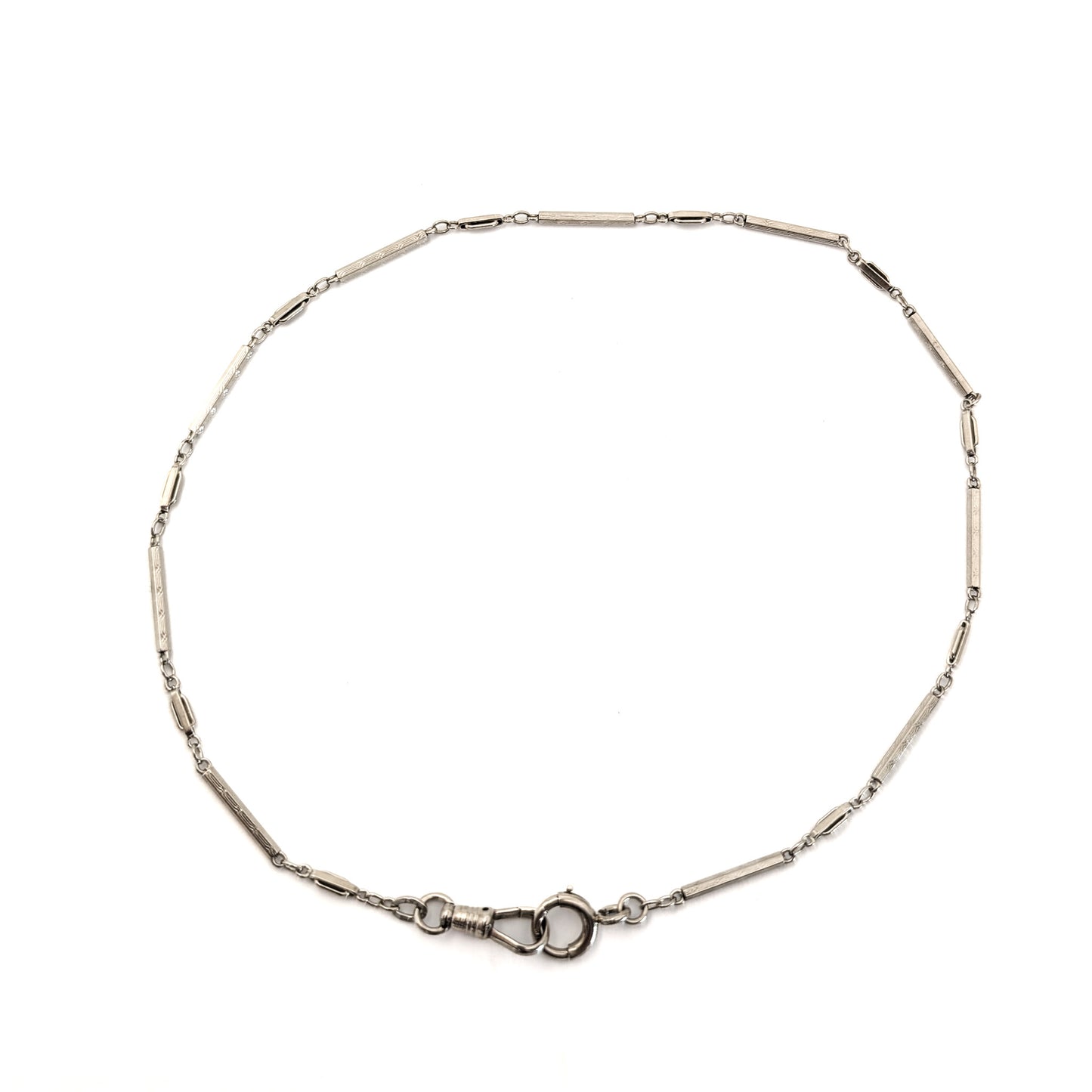 Antique Art Deco 14K White Gold Watch Chain – 13.5 Inches