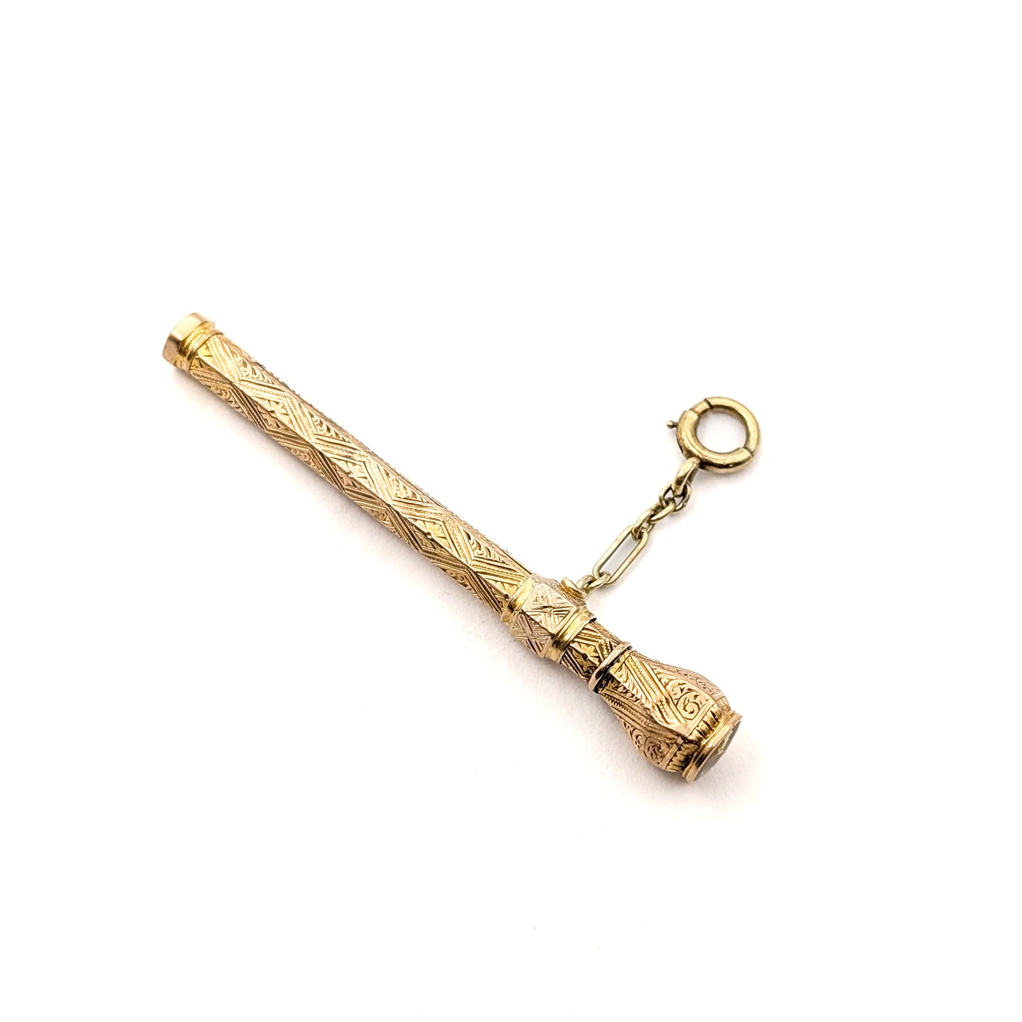 Victorian 14K Gold Retractable Antique Toothpick – Ornate Engraved Mechanical Design