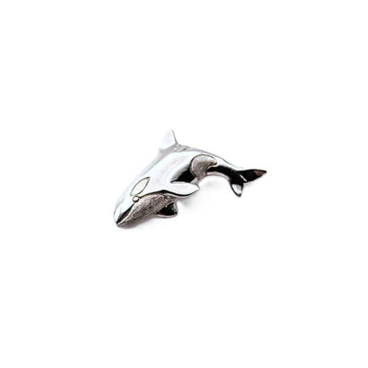 14K White Gold Orca Pendant – Ocean-Inspired Design