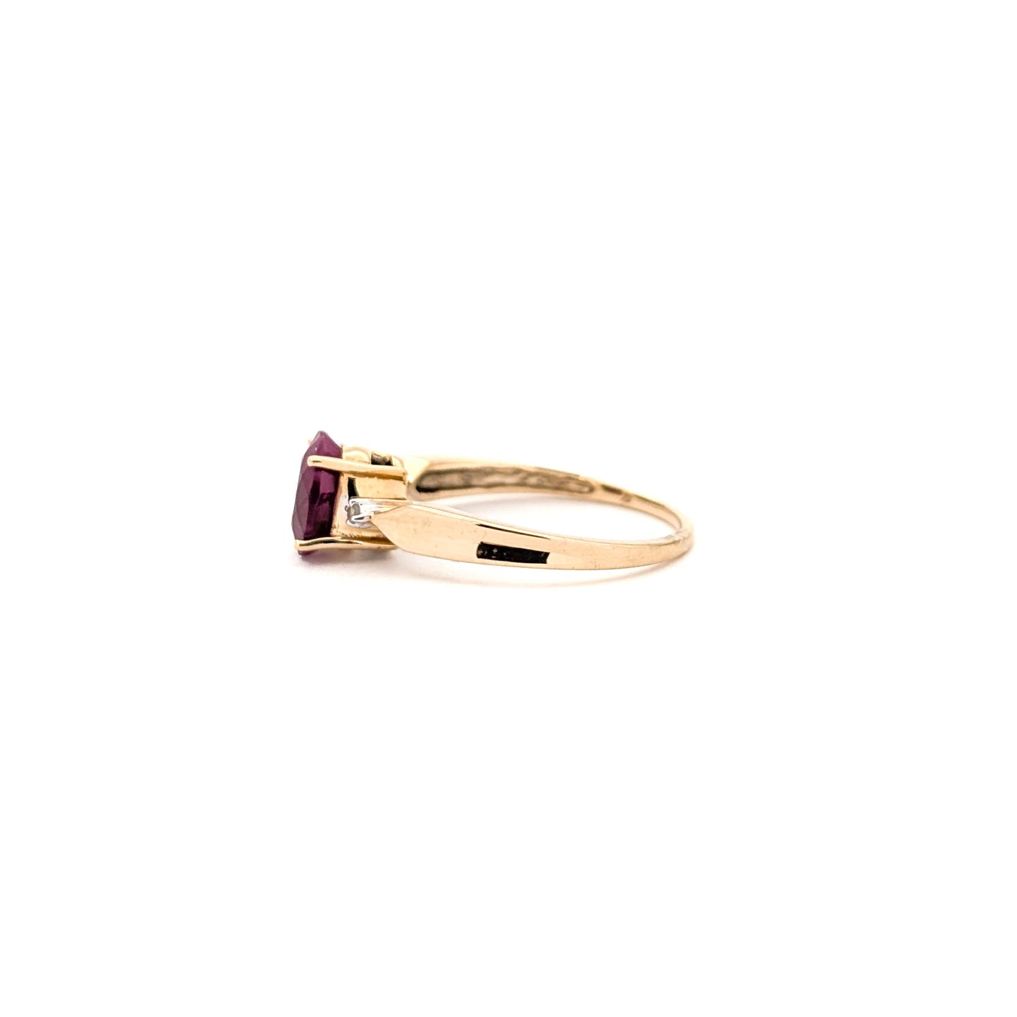 Vintage 10K Gold Ruby Ring with Diamond Accents