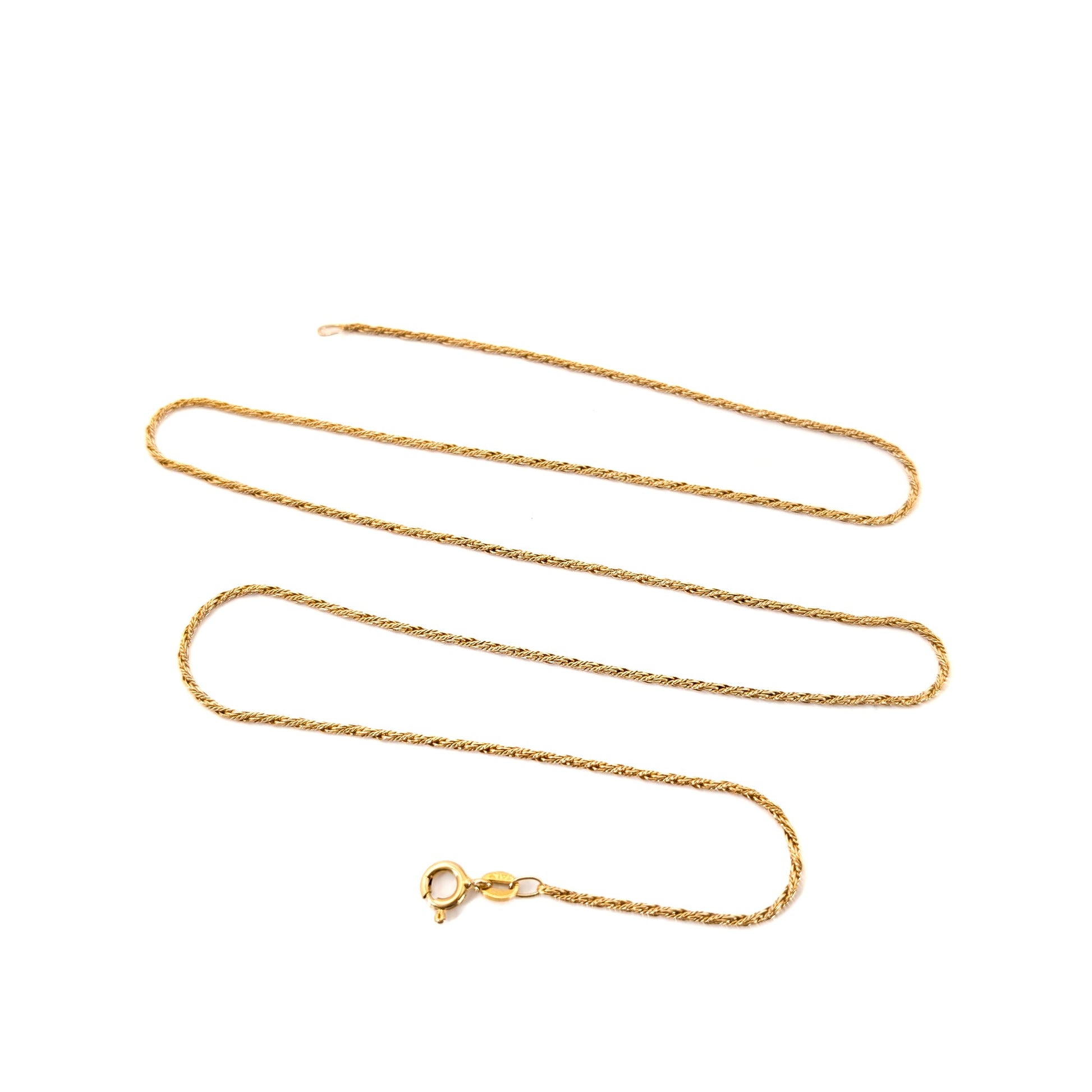 14K Gold chain necklace on a white background