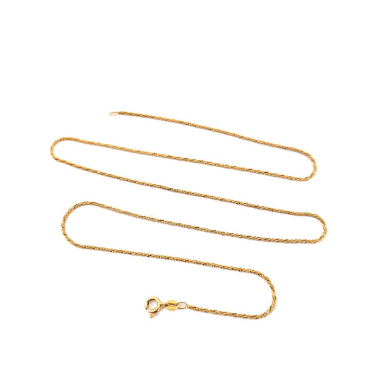 14K Gold chain necklace on a white background