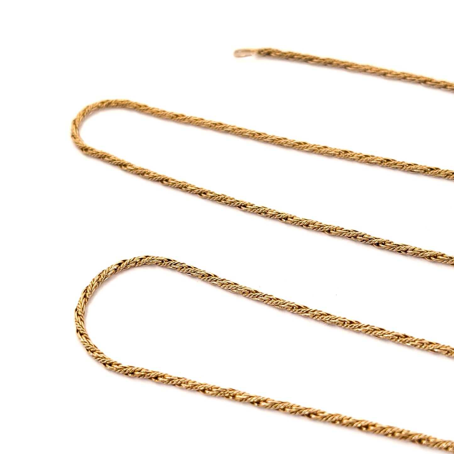 14K Gold chain necklace on a white background