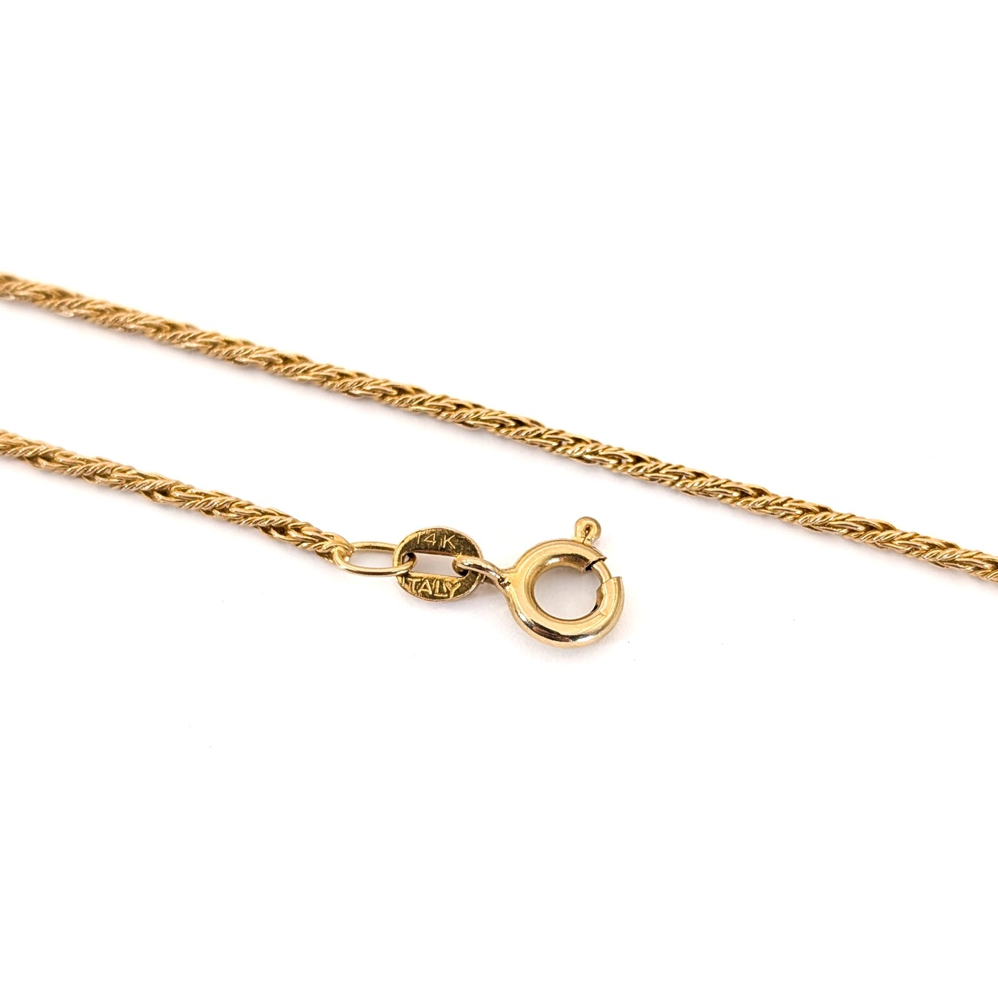 14K Gold chain necklace on a white background